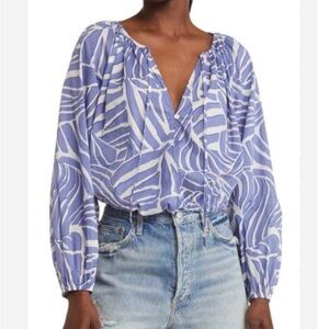 Rails Katie Island Waves Periwinkle Cropped Blouse